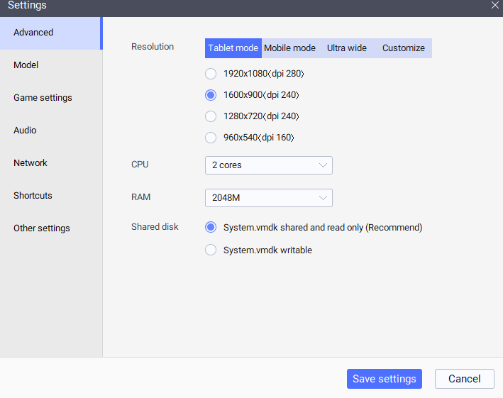 LDPlayer Setting Display